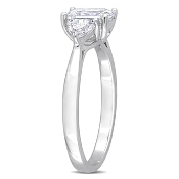 1 5/8 CT TGW Created Moissanite 3-Stone Ring in Sterling Silver