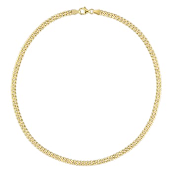 4.4MM Curb Link Chain Necklace in Yellow Plated Sterling Silver
