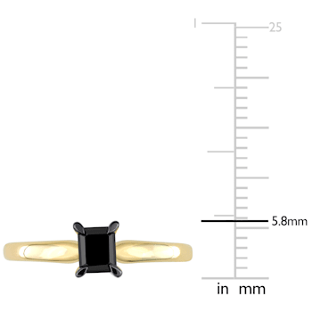 1/2 ct Black Diamond Solitaire Engagement Ring in 14K Yellow Gold