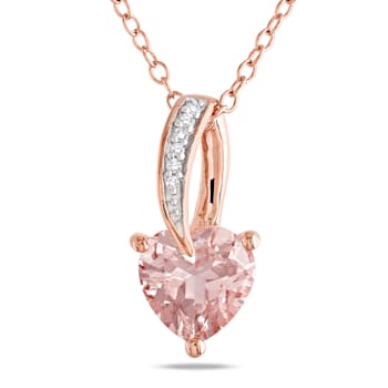 1 1/10 CT TGW Morganite and Diamond Accent Heart Pendant with Chain in
Rose Plated Sterling Silver