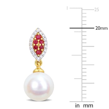 8MM Freshwater Cultured Pearl, 1/6 CT TGW Ruby, 1/7 CT TW Diamond
Earrings in 14K Yellow Gold