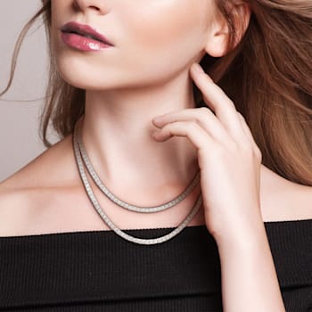 8 7/8ctw Lab-Grown Diamond Double Strand Necklace in 14K White Gold