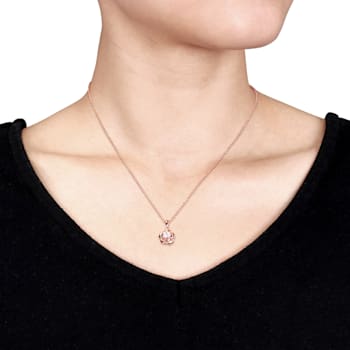 1/3 CT TGW Created White Sapphire Floral Pendant with Chain in Rose
Plated Sterling Silver