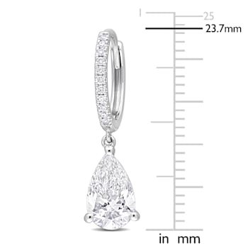 2 1/10 CT TGW Lab Grown Diamond Huggie Charm Earrings in 14K White Gold