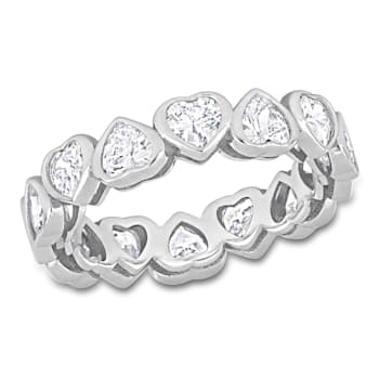 4 CT TGW Cubic Zirconia Heart Eternity Ring in Sterling Silver