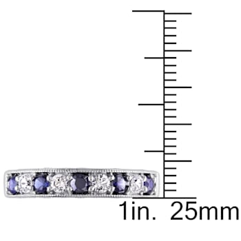 4/5 CTW Created Blue and Created White Sapphire Anniversary Band in
Sterling Silver