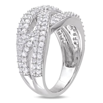 1 1/4 CT TGW Created White Sapphire Braided Ring in Sterling Silver
