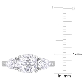 3 CT TGW Created Moissanite 3-Stone Ring in Sterling Silver