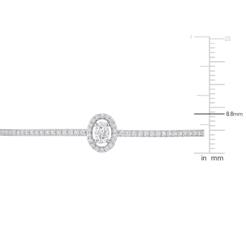 3/4 Ct DEW Created Moissanite Oval Halo Adjustable Bolo Bracelet in
Sterling Silver
