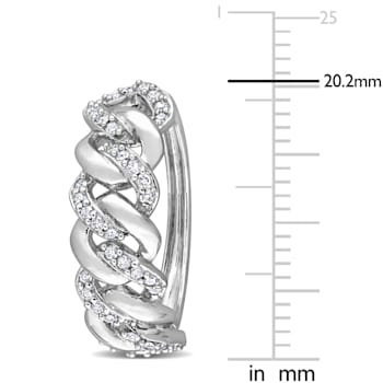 1/2 CT TW Diamond Oval Link Hoop Earrings in Sterling Silver