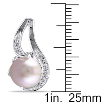 9-9.5 MM Pink Freshwater Cultured Pearl Earrings with Diamond Accent in
Sterling Silver