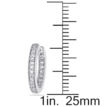 1/4 CT TW Inside Outside Diamond Hoop Earrings in 14k White Gold  Gold