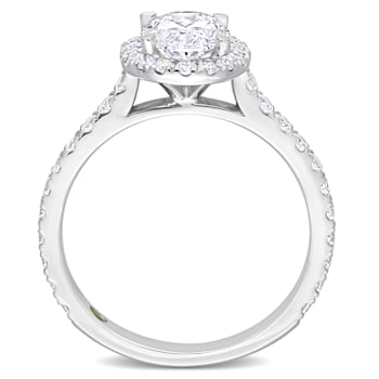 2 CT TGW Lab Grown Diamond with Tsavorite Accent Halo Engagement Ring in
14K White Gold