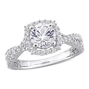 2 1/8 CT TGW Created White Sapphire Halo Ring in Sterling Silver