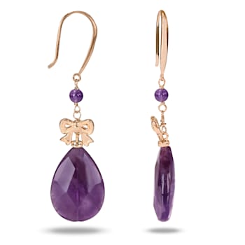 45 CT TGW Amethyst Bow Drop Earrings in Yellow Over Sterling Silver