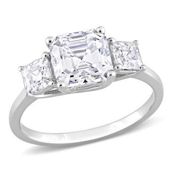 2 3/4 CT TGW Created Moissanite 3-Stone Ring in Sterling Silver