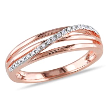 Diamond Crossover Ring in 18K Rose Gold Over Sterling Silver