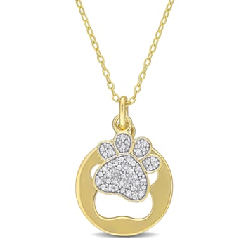 1/10ctw Diamond Dog Paw Pendant with Chain in 18K Yellow Gold Over
Sterling Silver
