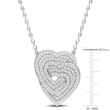 1 2/5 CT TGW Created White Sapphire Interlocking Hearts Pendant with
Chain in Sterling Silver