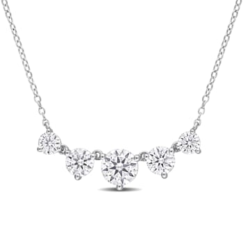 2 1/2 CT DEW Created Moissanite Heart Necklace in Sterling Silver