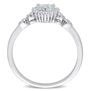 1/2 CT TGW Aquamarine and White Topaz with Diamond Accent Halo Ring in
Sterling Silver