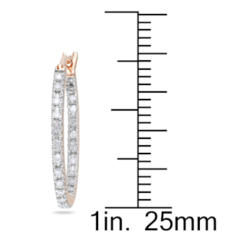 1/4 CT TW Diamond Inside Outside Hoop Earrings in Rose Gold Over
Sterling Silver