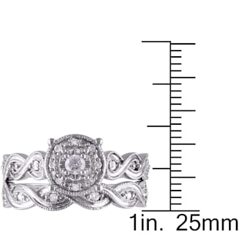 1/5 CT TW Diamond Infinity Filigree Bridal Set in Sterling Silver