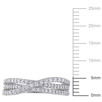 1/2 CT TW Diamond Crossover Ring in Sterling Silver