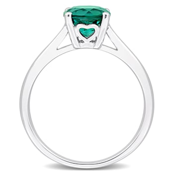 1 1/7 CTW Created Emerald Solitaire Ring in Sterling Silver