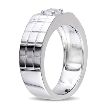 1/3 CT TGW CREATED WHITE SAPPHIRE MENS RING IN STERLING SILVER