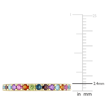1 CT TGW Multi-Color Gemstone Eternity Ring in 10K Yellow Gold