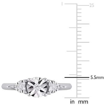 1/10 CT TW Diamond Three Stone Engagement Ring in Sterling Silver