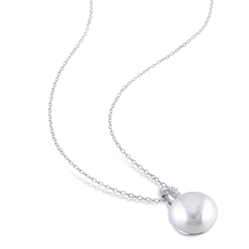 12-12.5MM Freshwater Cultured Pearl and Diamond Twist Pendant with Chain
in Sterling Silver