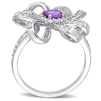 7/8 CT TGW African-Amethyst and Topaz Flower Cocktail Ring in Sterling Silver