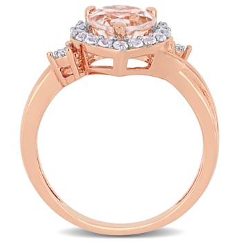 1 2/5 CT TGW Morganite, Created Sapphire and Diamond Ring in 18K Rose
Gold Over Sterling Silver