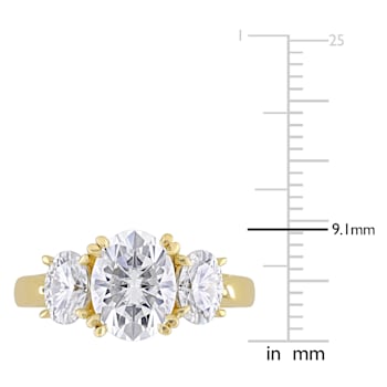 3 CT DEW Created Moissanite 3-Stone Engagement Ring in 10K Yellow Gold