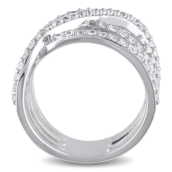 2 2/5 CT TGW White Topaz Crossover Split Shank Ring in Sterling Silver