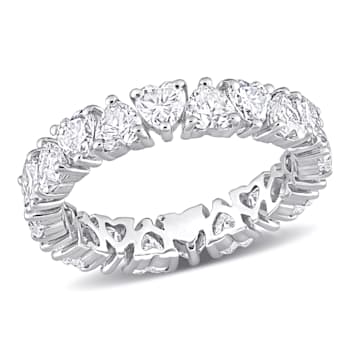3 3/8 CT DEW  Created Moissanite Heart Eternity Ring in Sterling Silver