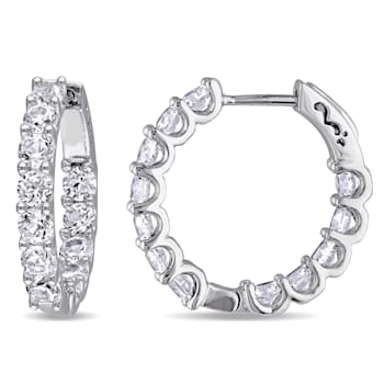 4-1/10ctw Created White Sapphire Inside-Outside Hoop Earrings in
Sterling Silver