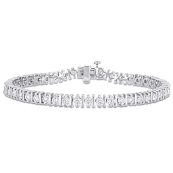 4 1/2 CT DEW Created Moissanite Bar Tennis Bracelet in Sterling Silver