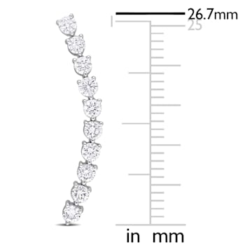 7/8 CT TW Diamond Curved Line Earrings in 14K White Gold