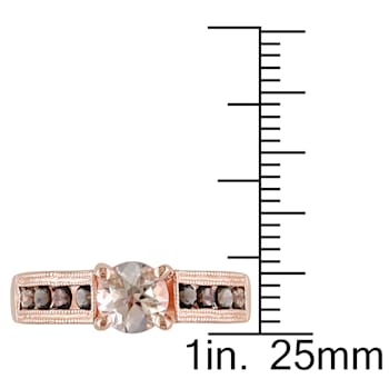 1 1/4 CTW Morganite and Smoky Quartz Ring in Rose Plated Sterling Silver