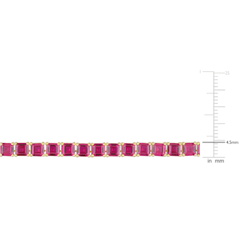 48 1/2 CT TGW Created Ruby Tennis Necklace in Yellow Gold Plated
Sterling Silver