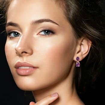 8 1/10 CT TGW Africa-Amethyst Dangle Earrings in Rose Gold Plated
Sterling Silver