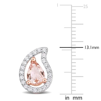 1 7/8 CT TGW Morganite and White Topaz Teardrop Stud Earrings in Rose
Plated Sterling Silver