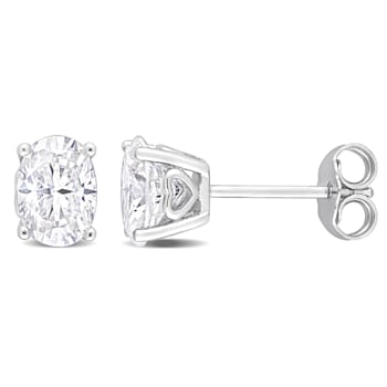 2 CT TGW Oval Created Moissanite Stud Earrings in Sterling Silver