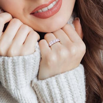2-1/2 CT DEW Created Moissanite Semi Eternity Ring in 10K White Gold
