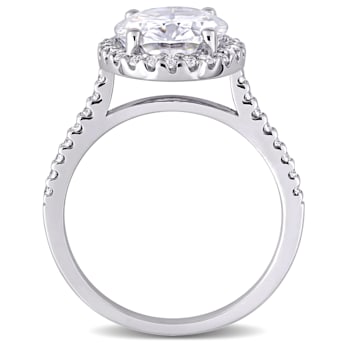4-3/8 CT DEW Created Moissanite Halo Engagement Ring in 10K White Gold