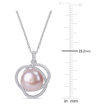 11.5-12MM Pink Freshwater Cultured Pearl and 1 CT TGW Cubic Zirconia
Pendant in Sterling Silver