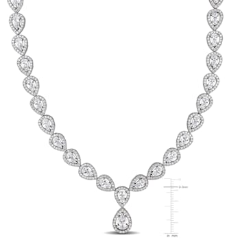 38 CT TGW Cubic Zirconia Teardrop Necklace in Sterling Silver